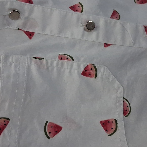 Emily Daniels Watermelon Print Button Front Shirt Size Medium Fun Summer Top - Picture 4 of 7